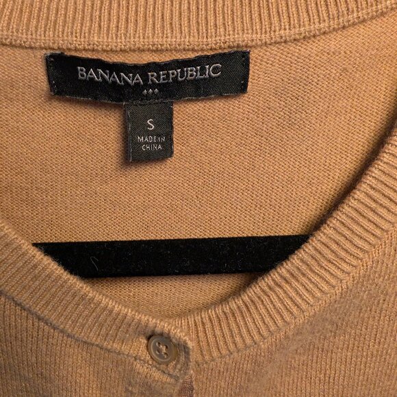 Banana Republic Camel Cotton-Cashmere Button-Front Cardigan | Size Small - Picture 3 of 11